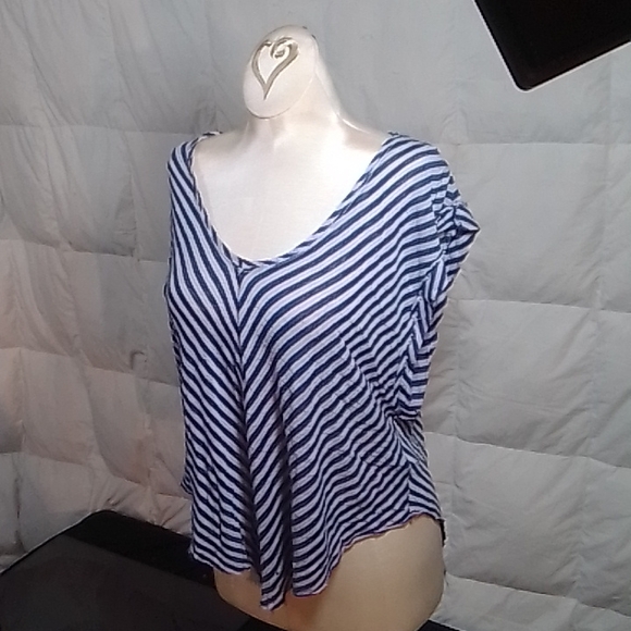 Beautiful blue and white striped blouse by We The Free - Picture 2 of 4